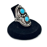 Size 6.25  Vintage Southwestern Sterling Silver Turquoise Ring (A030)