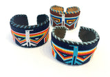 Unisex Leather Beaded Wide Cuff Bracelet / Bead Work Design