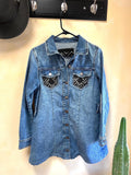Embellished Denim Jacket, Vintage African Textiles, Boho Jean Jacket