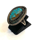 Sz. 6.25 Vintage Native American Sterling Silver Turquoise Ring, A086