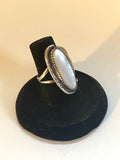 Vintage Navajo Mother of Pearl Sterling Silver Ring, Size 6.5