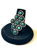 Vintage Sterling Silver Zuni Turquoise Snake Eye Statement Ring Size 7