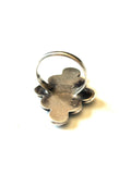 Vintage Sterling Silver Zuni Turquoise Snake Eye Statement Ring Size 7
