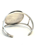 Vintage Cardinal Inlay Native American Sterling Silver Mother of Pearl Cuff Bracelet, 32 Grams