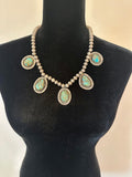 Vintage Native American Sterling Silver & Nevada Turquoise Pendant Necklace