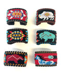 Unisex Leather Beaded Wide Cuff Bracelet / Bead Work Design