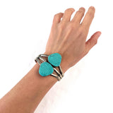 Joe Piaso, Jr. (Navajo)  Heavy 72 grams Big Sterling Silver & Turquoise Cuff Bracelet