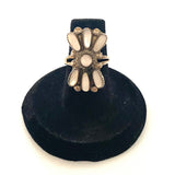 Size 5.25  Zuni Vintage Sterling Silver Cluster Mother of Pearl Ring A043