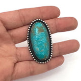 Sz 8.75 Sterling Silver & Nevada Turquoise Ring By Navajo Artist Chimney Butte