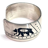 Vintage Sterling Silver Hopi Bear and Bear Paw Cuff Bracelet, 67 Grams