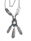 Vintage Navajo Sterling Silver & Mother of Pearl Feather Necklace, By S. A. ARVISO (N010)