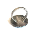 Sz 7 Vintage Native American Sterling Silver & Turquoise Cluster Ring (A010)