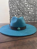 Leather Hat-band with Turquoise Stone, Adjustable, Cowgirl Hat Accessory