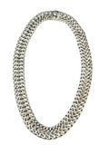 Vintage Mexican Sterling Silver Wide Woven Collar Statement Choker Necklace 45 Gr.