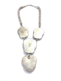 Vintage Native American Sterling Silver & Bisbee Turquoise Detailed Squash Blossom Choker Necklace