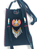 Small Handmade Medicine Leather Bag with Seed Bead Work