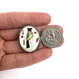 Sz 6  Vintage Zuni Sterling Silver Multi Stone Bird Inlay Ring (R056)