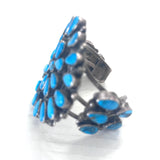Vintage Native American Solid Sterling Silver & Turquoise Cluster Bracelet Cuff 111 Grams (B063)