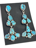 Navajo Sterling Silver Turquoise Dangle Earrings, Handmade by Mary Jane Garcia