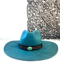 Leather Hat-band with Turquoise Stone, Adjustable, Cowgirl Hat Accessory