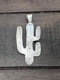 Southwest Saguaro Cactus Sterling Silver Pendant 2 7/8 Inches length