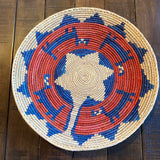 13" Shallow Woven Basket, Southwestern Decor