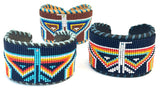 Unisex Leather Beaded Wide Cuff Bracelet / Bead Work Design
