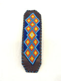 Unisex Leather Beaded Wide Cuff Bracelet / Bead Work Design