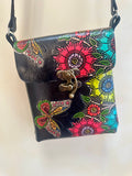 Mexican Hand Tooled Leather Crossbody Bag/ Adjustable Strap