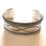 Navajo Ron Y. Signed Sterling Silver Cuff Bracelet, Native American Jewelry, Vintage Jewelry (B012)
