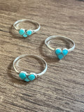 Dainty Zuni Handmade Sterling Silver Turquoise Heart Ring