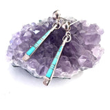 VTG Sterling Silver Turquoise Inlay Dangle Post Earrings (E010)
