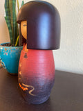 10" Vintage Japanese Kokeshi Doll, Hand-Carved Kimono Art