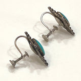 Old Vintage Turquoise Sterling Screw Back Earrings (E006)