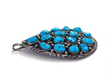 Vintage Navajo Kingman Turquoise Sterling Silver Teardrop Pendant
