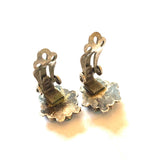 Vintage Zuni Sterling Silver & Snake-Eye Turquoise Clip Small Earrings (E008)