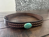 Leather Hat-band with Turquoise Stone, Adjustable, Cowgirl Hat Accessory