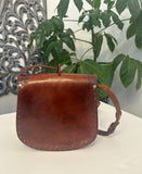 Vintage Boho Hand Tooled Leather Crossbody Bag/ Adjustable Strap
