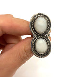 Size 7.25, Vintage Native American Sterling Silver Mother of Pearl Ring, A003