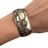 Vintage Sterling Silver & Gold Filled  Storyteller Cuff- Bracelet -By Jacob Kahe (B060)