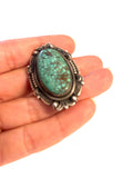 Navajo Bennie Ration Natural Turquoise And Sterling Silver Signed Ring, Sz 7.5