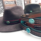 Leather Hat-band with Turquoise Stone, Adjustable, Cowgirl Hat Accessory