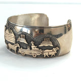 Vintage Sterling Silver & Gold Filled  Storyteller Cuff- Bracelet -By Jacob Kahe (B060)