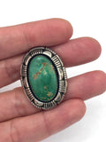 Sz 9 Vintage Navajo Sterling Silver and Green Turquoise Ring. Big and Bold