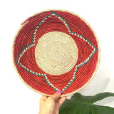 Woven Southwestern Basket, Geometric Bohemian Decor (13 inch)