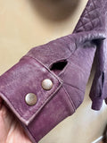 Vintage Purple Genuine Leather Jacket, Quilted, Size 36/M