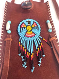 Small Handmade Medicine Leather Bag with Seed Bead Work