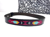 Leather Hat-band with Beaded Work, Adjustable, Cowgirl / Cowboy Hat Accessory