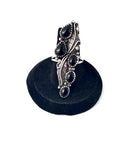 Size 9, Vintage Native American Sterling Silver Ring with Onyx Stones
