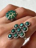 Vintage Sterling Silver Zuni Turquoise Snake Eye Statement Ring Size 7